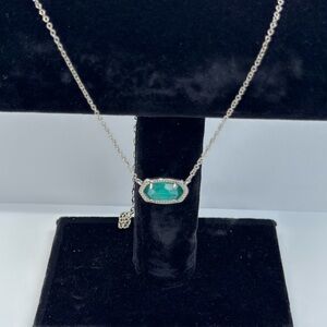 Kendra Scott Silver Necklace with Teal Pendant
